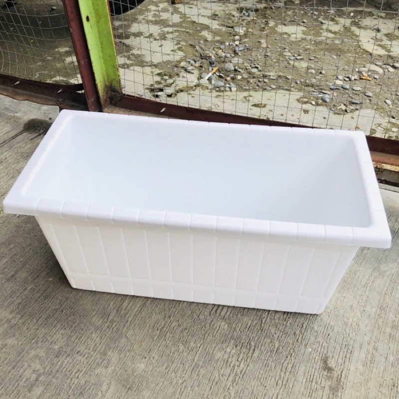 Pot bunga plastik gentong panjang 50 bahan tebal putih