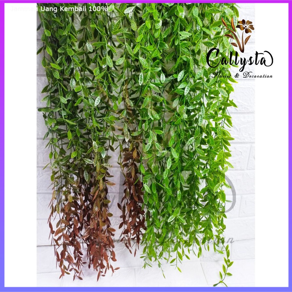 DAUN RAMBAT JUNTAI LIKANYU LEE KWAN YUW DEKORASI PLASTIK MURAH/TIRAI DAUN