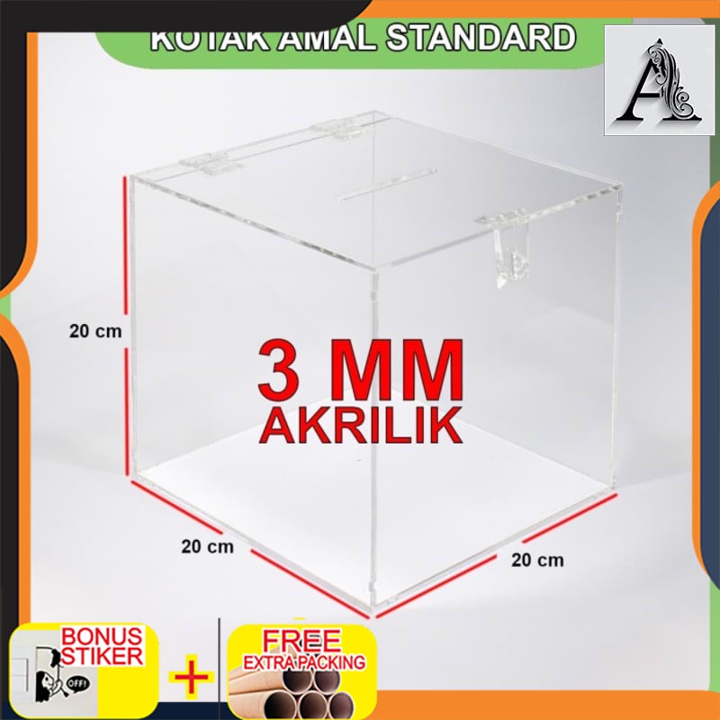 

Terlaris Kotak Amal / Saran Akrilik Ukuran Sedang (20x20x20)