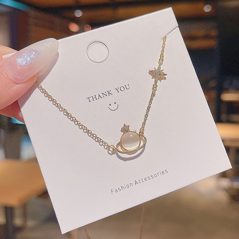 Shuling 2021 New Fashion Women Necklace Super Sweet Opal Earth Pendant Titanium Necklace Female Choker Necklace