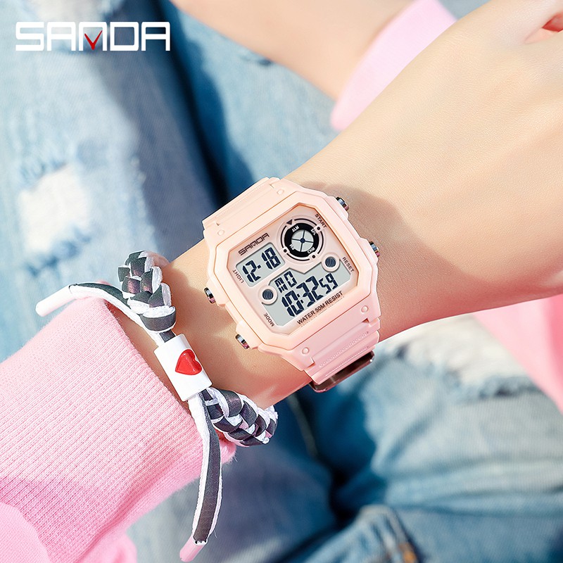 SANDA 418 Jam Tangan Pria Digital Tali Rubber Chronograph Anti Air WATCHKITE WKOS