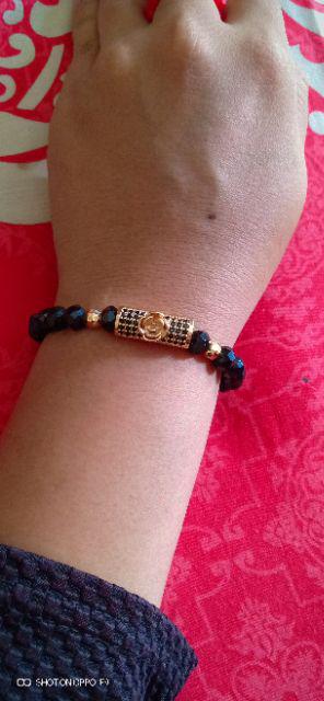Gelang Kristal Mawar Rose Black Red Diamond Perhiasan Gelang Kristal Mawar Rose Black Red Diamond Perhiasan