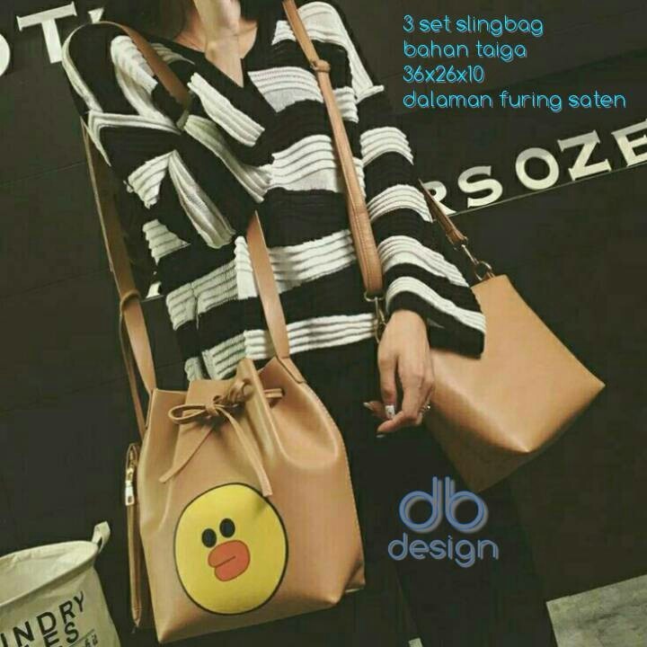 Tas Selempang Slingbag Sling Bag Sally Line Cokelat