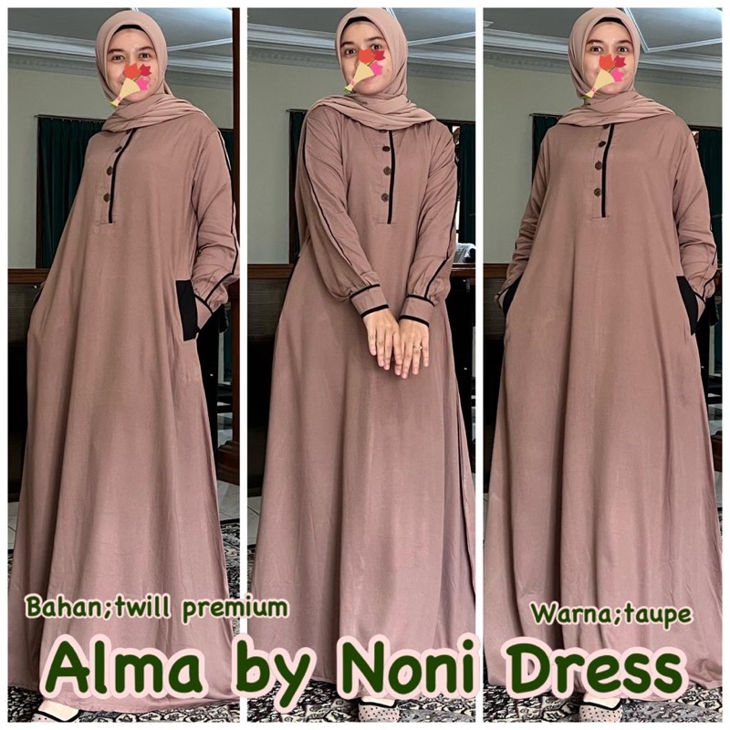 Daster Arab Noni Dress ALMA Maxi Dress Mewah Gamis Twill PREMIUM