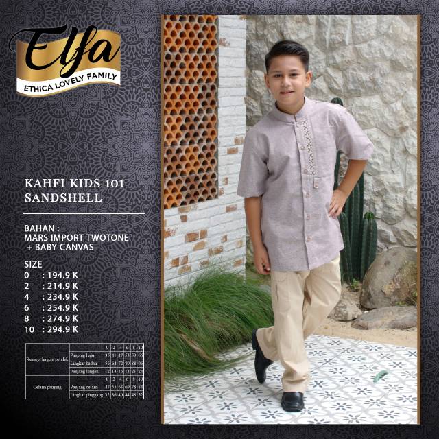 ( Sarimbit Ethica Elfa 159 Sandshell ) Baju Muslim Gamis Anak Kagumi Kids 65 Size 12 Kahfi kids 101 