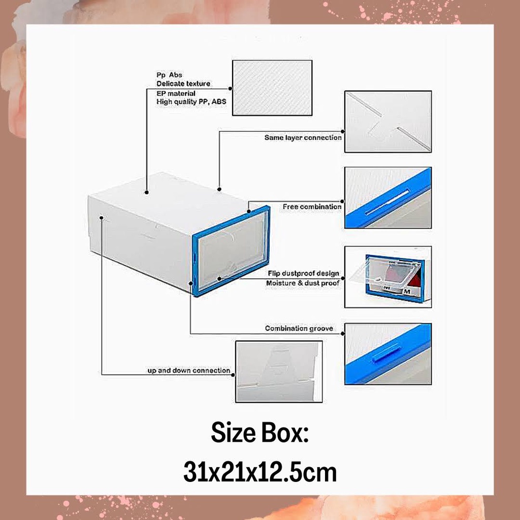 Kotak Rak Susun Sepatu Sandal High Heels Pantofel DIY Box Tempat Penyimpanan Sepatu Wanita Pria Anak Organizer Shoes Box Berkualitas