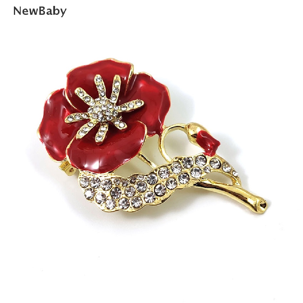 Newbaby Bros Pin Enamel Bunga Anyelir Merah Lapis Emas Untuk Wanita