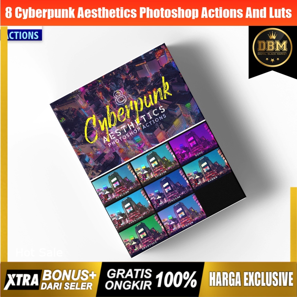 8 Cyberpunk Aesthetics Photoshop Actions and LUTs
