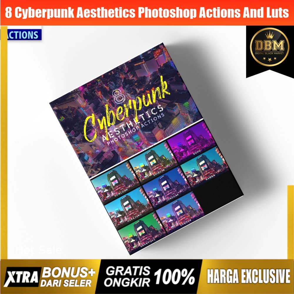 8 Cyberpunk Aesthetics Photoshop Actions and LUTs