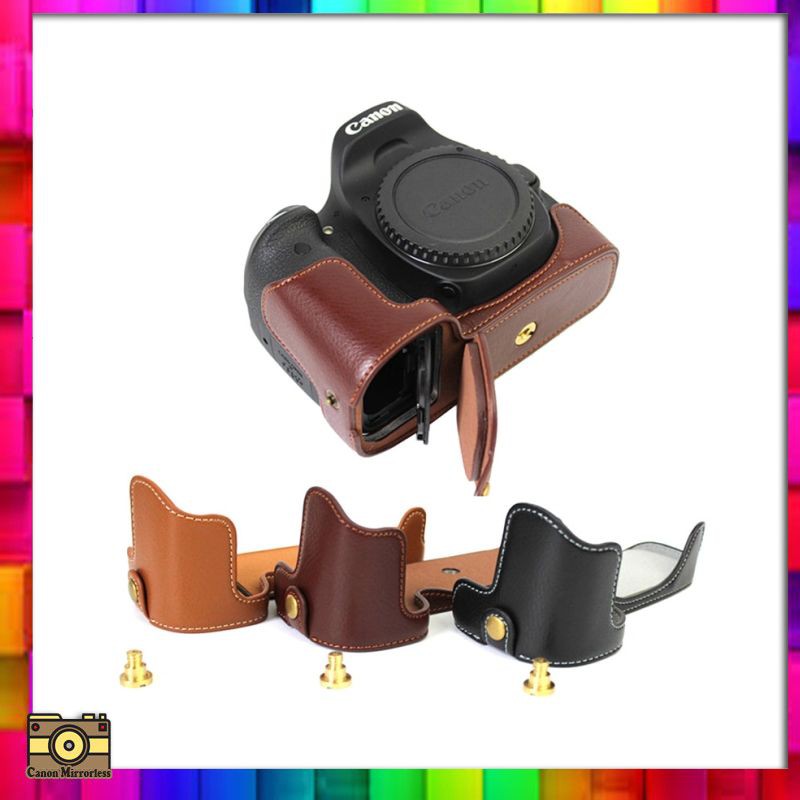 kamera Mirrorless Real Genuine Leather Camera bag Case Cover half Body For Canon EOS 80D 70D 60D