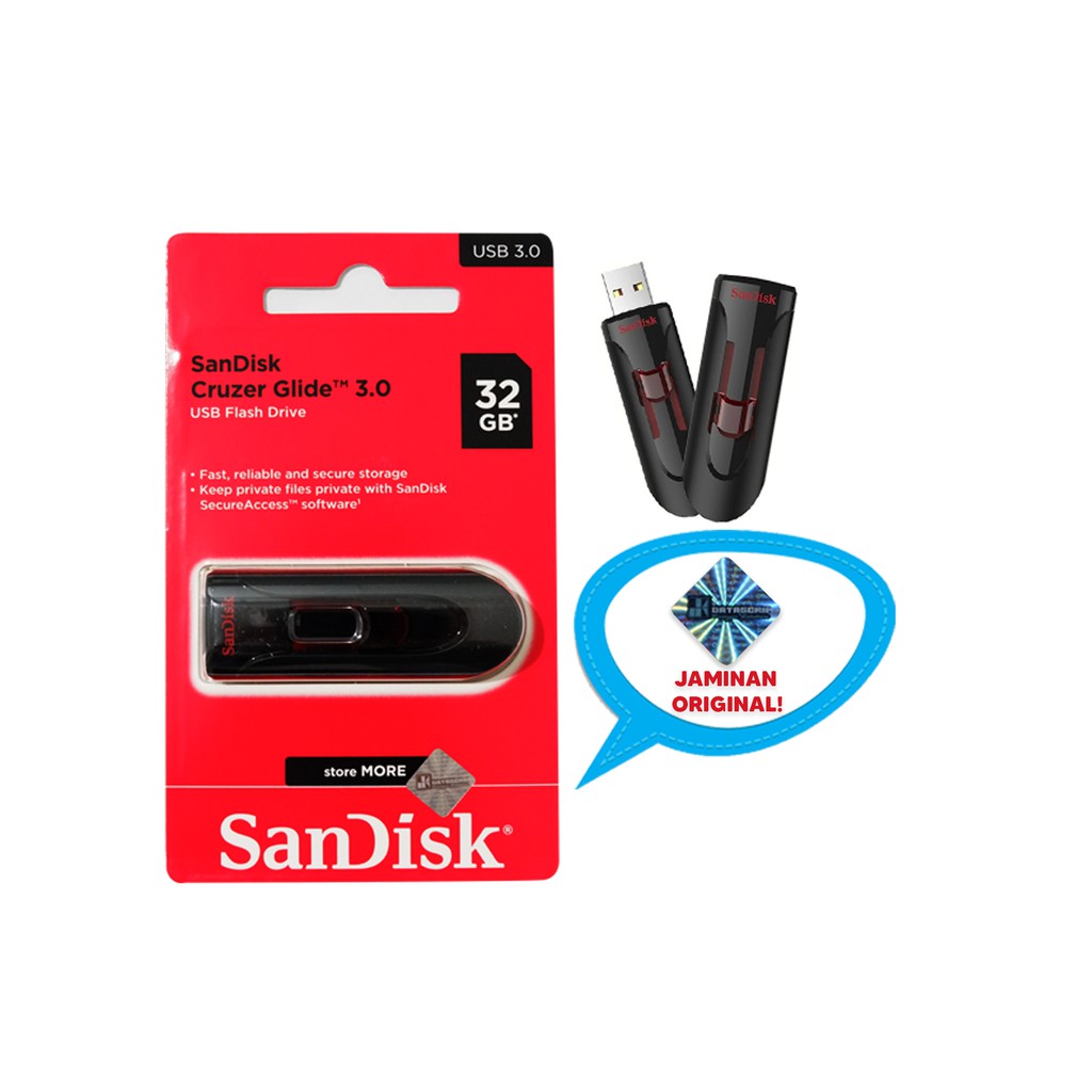 ORIGINAL SANDISK FLASHDISK 32GB CRUZER GLIDE CZ600 USB 3.0 / 32 GB