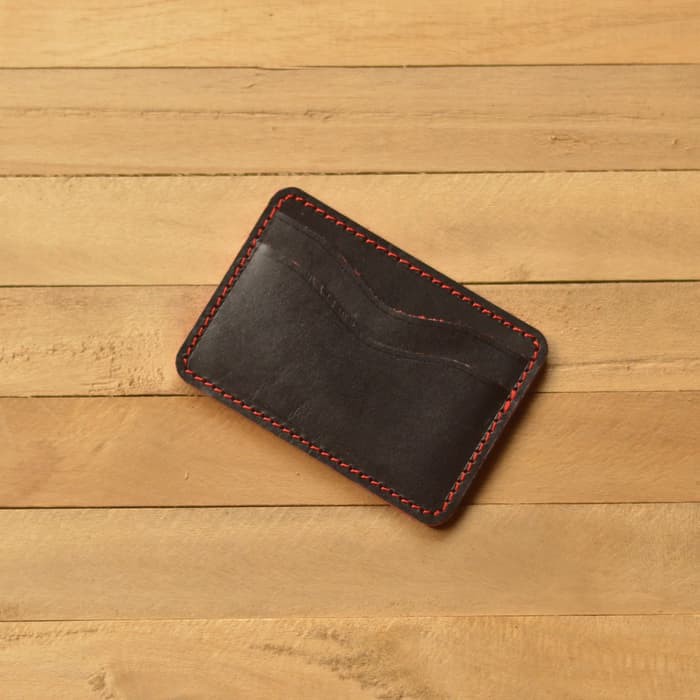 dompet kartu kulit sapi asli warna hitam merah - simple wallet PHWL073