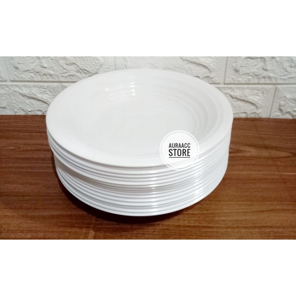 TERBARU 1 LUSIN 12PCS PIRING MAKAN ULIR/ PIRING MAKAN MELAMIN/ UKURAN; 10INC/ WARNA; PUTIH/ BPA FREE