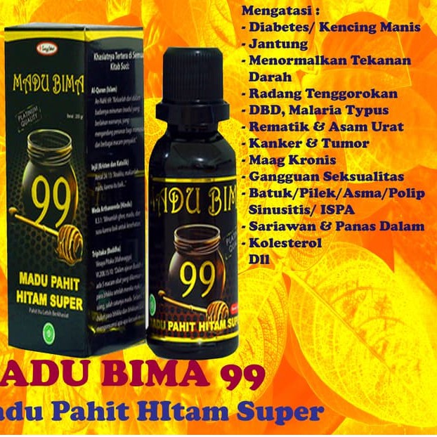 Obat Madu Pahit Bima 99 Asli Hitam Super Jamu Sehat Kuat Stamina Pria Wanita Herbal Halal Indonesia