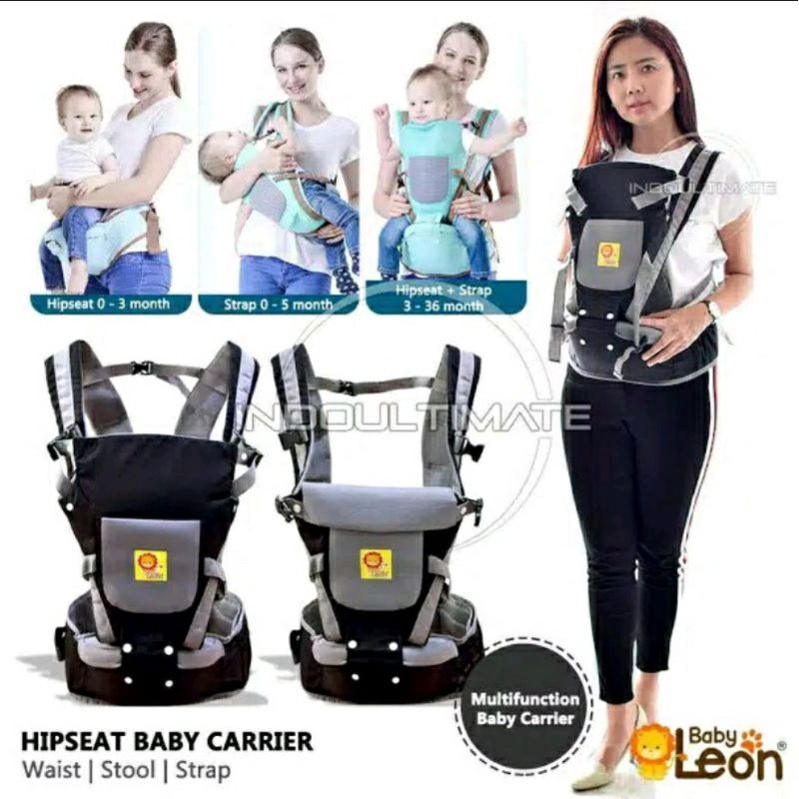 5in1 Gendongan Bayi Depan Hipseat BABY LEON Baby Carrier Hipseat Bayi