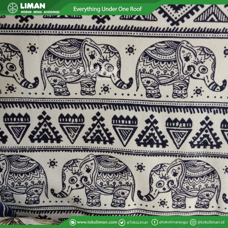 Kain Kanvas Meteran Motif Gajah Bahan Kerajinan