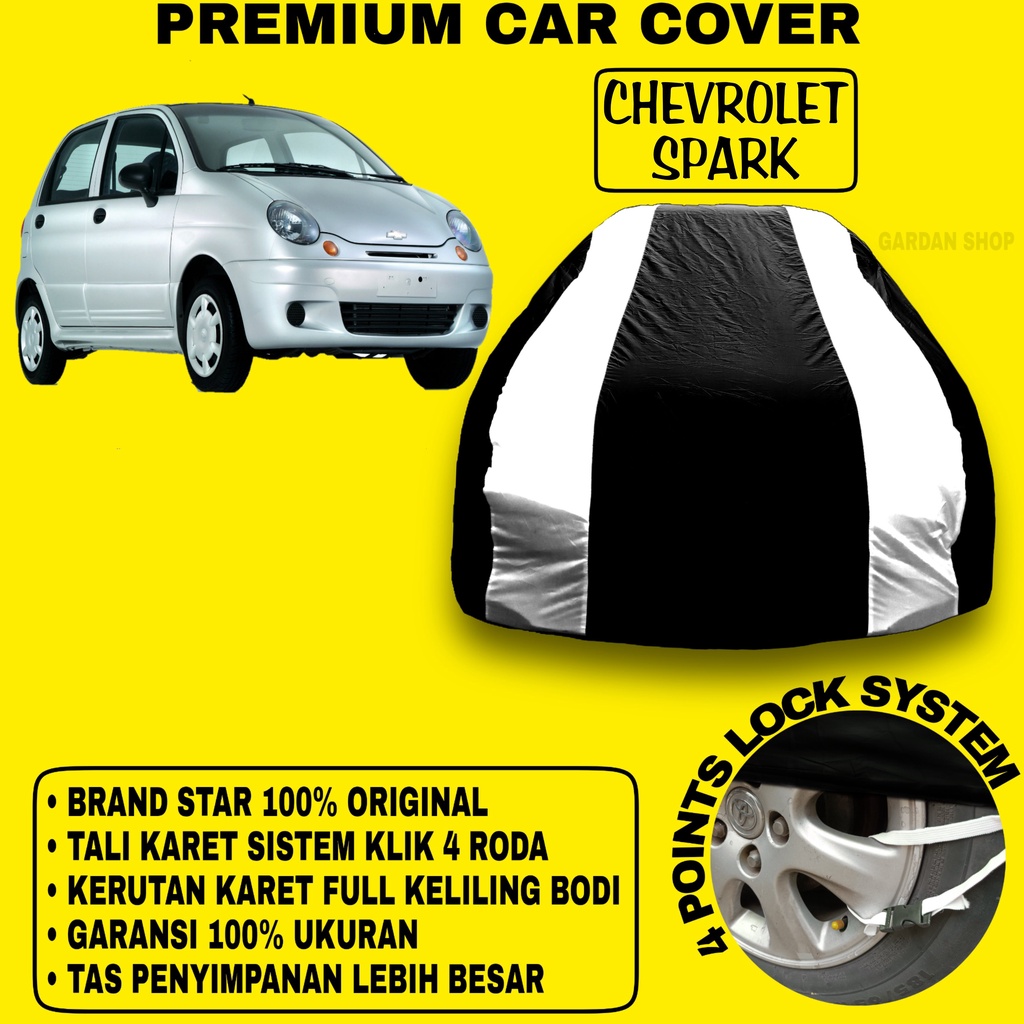 Body Cover CHEVROLET SPARK Sarung Strip SILVER Penutup Pelindung Bodi Mobil Chevrolet Spark PREMIUM Cover