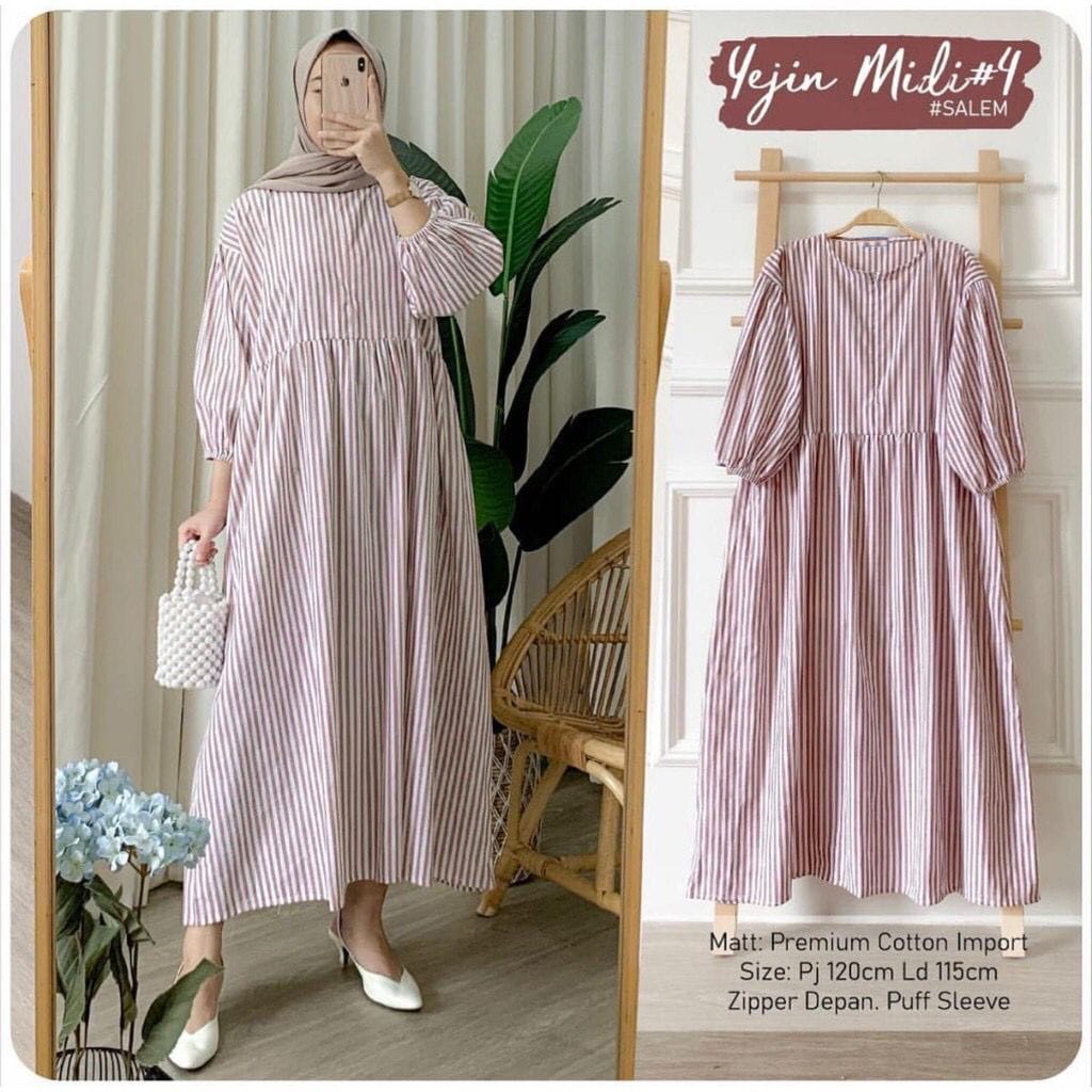 BEST SELLER - YEJIN MIDI DRESS - HOMEY DRESS - DRESS BUSUI RAYON - DRESS KATUN BUSUI - DRESS RAYON V