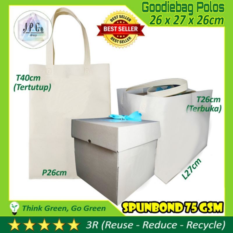 

GOODIEBAG POLOS KOTAK NASI KUE 25x25x22cm 23x23x24cm 26x27x26cm 20x20x20cm SPUNBOND 75 GSM