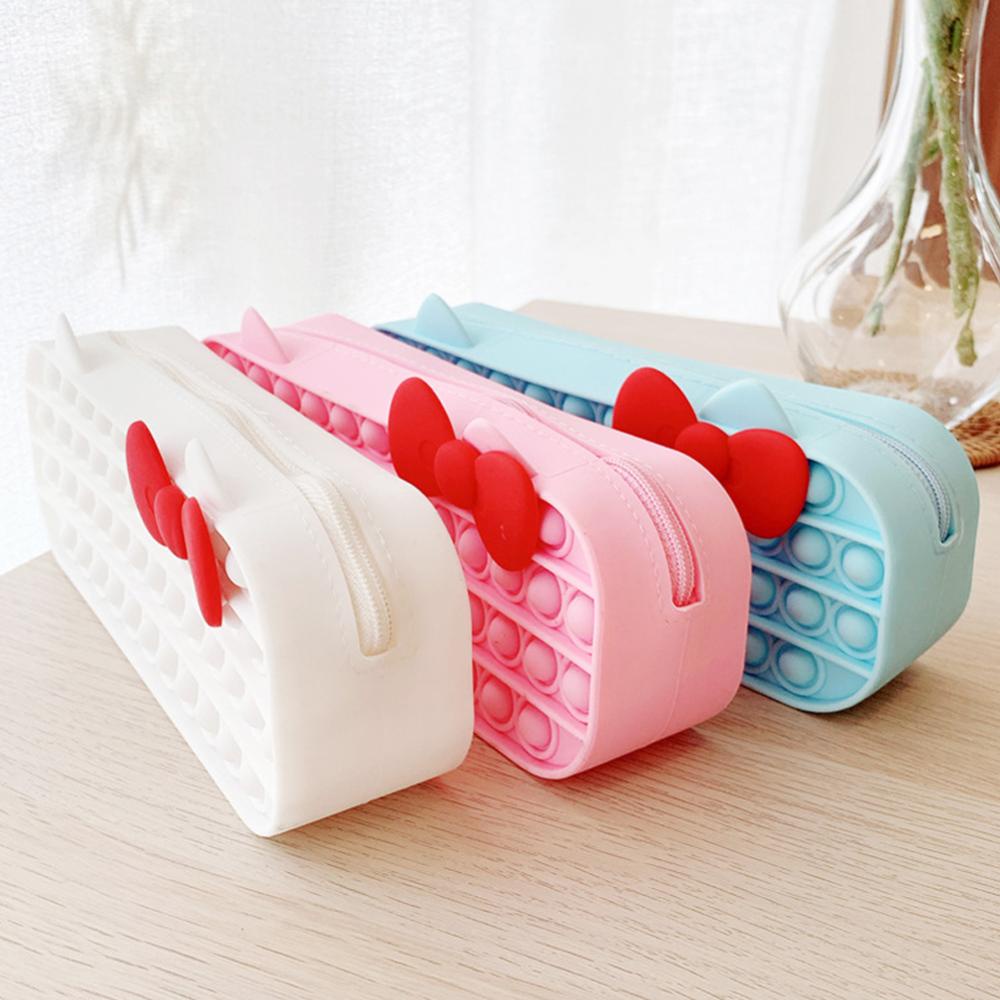 Timekey Tempat Pensil Squishy Bentuk Kucing Bahan Silikon Anti Stress K4Y2