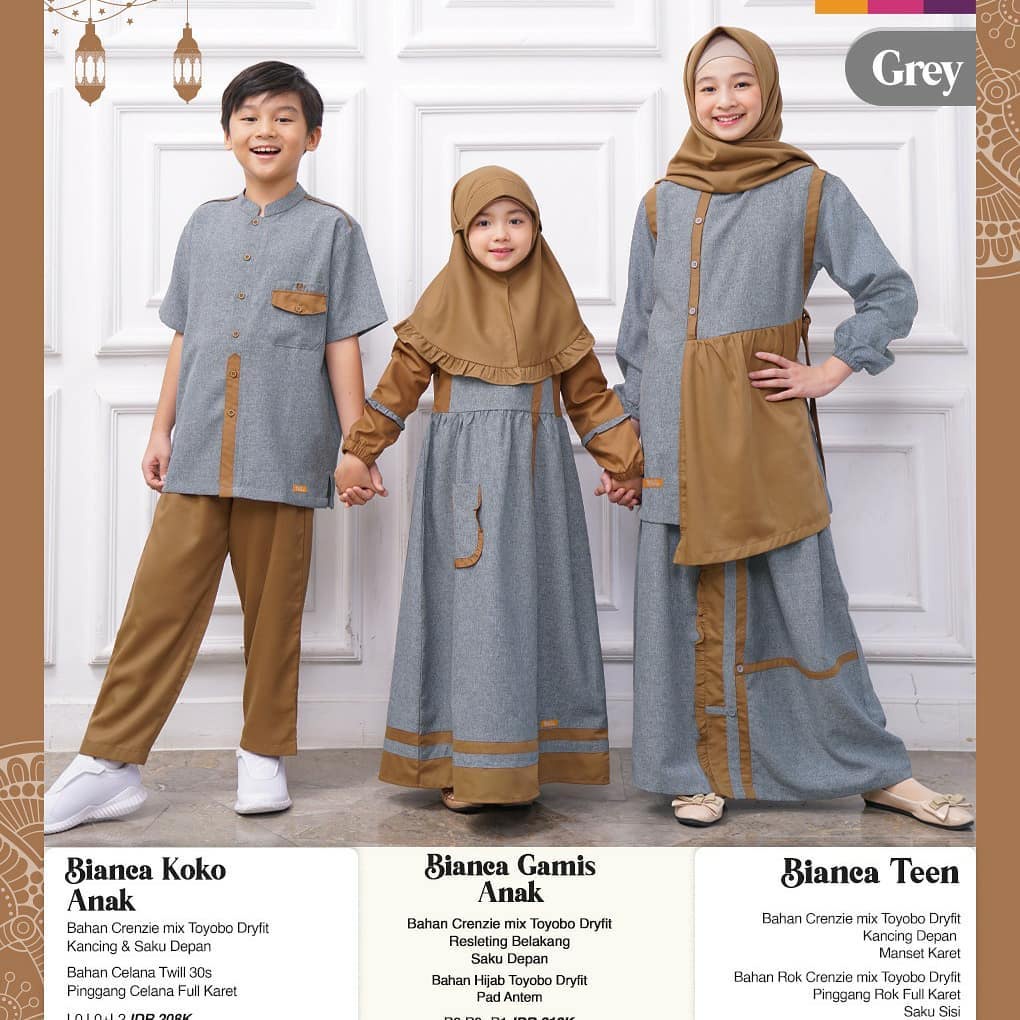 TERBARU NIBRAS BIANCA GAMIS ANAK GREY