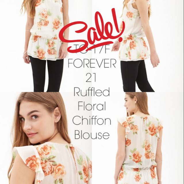 FOREVER 21 Ruffled Floral Chiffon Blouse