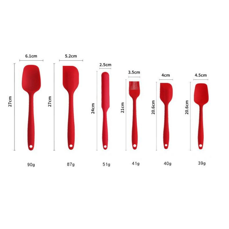 Spatula Set Sutil Alat Masak Silicone Food Grade 1Set isi 6 Pcs