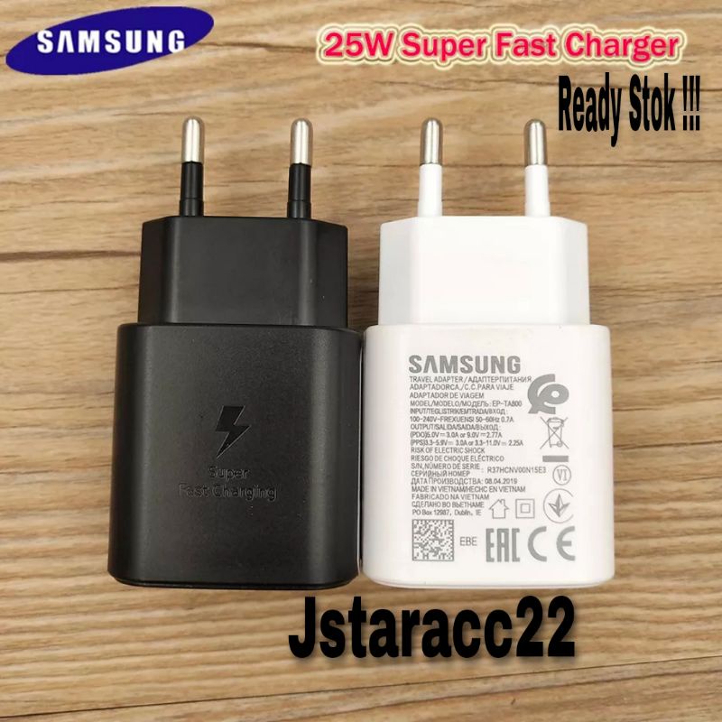 ADAPTER CHARGER ORIGINAL100% SAMSUNG SERIES 25WATT SUPER FAST CHARGING USB TYPE C TRAVEL ADAPTOR ORI