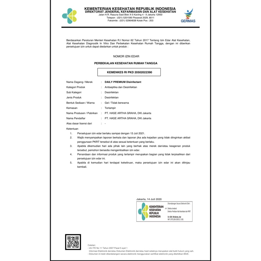 DESINFEKTAN DAILY REGULER DISINFEKTAN ANTISEPTIC 5 LITER SIAP PAKAI / DAILY DESINFEKTAN 5 LITER