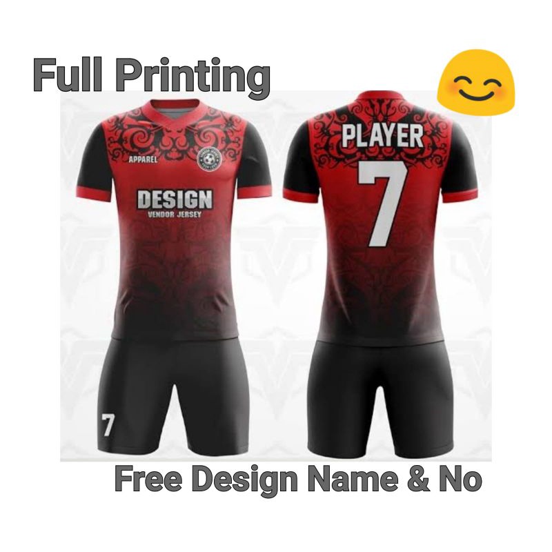 GS Jersey Setelan Futsal Jersey Sepakbola Custom Printing Free Design Nama Dan Nomor Hitam Merah 5