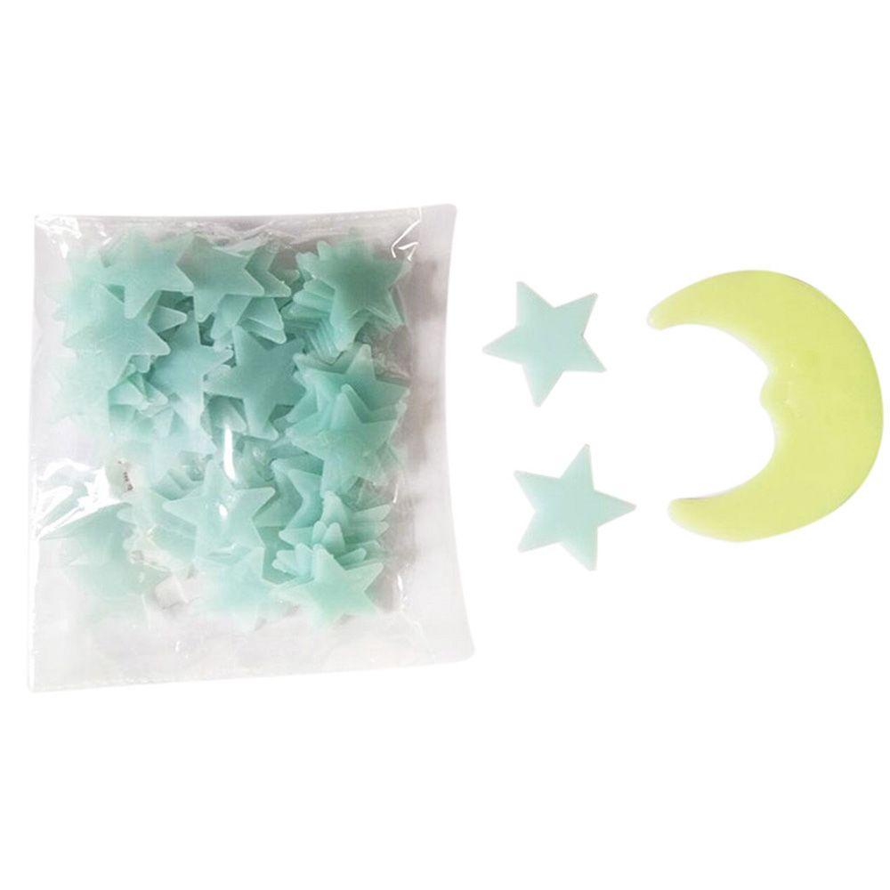 AUGUSTINA Stiker Dinding Plafon Dekorasi Kamar Tidur Glow In The Dark Star and Moon