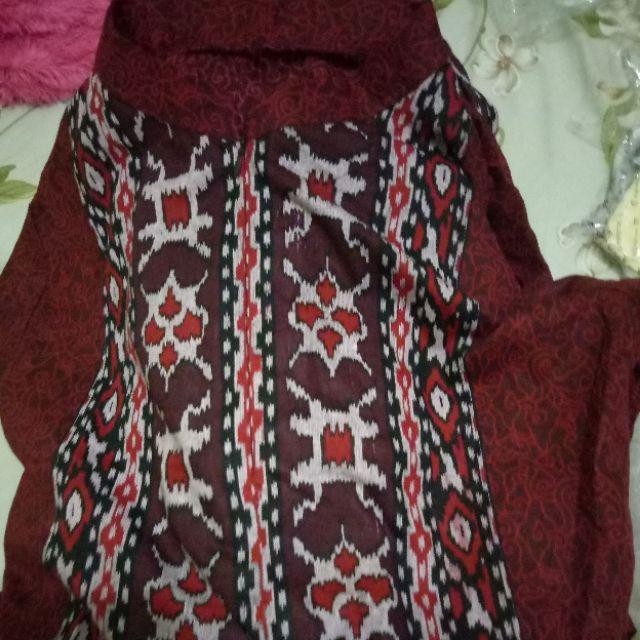 Batik Couple Keluarga Sania Ruffle Couple Batik Ori Ndoro Jowi Motif Mega Merah