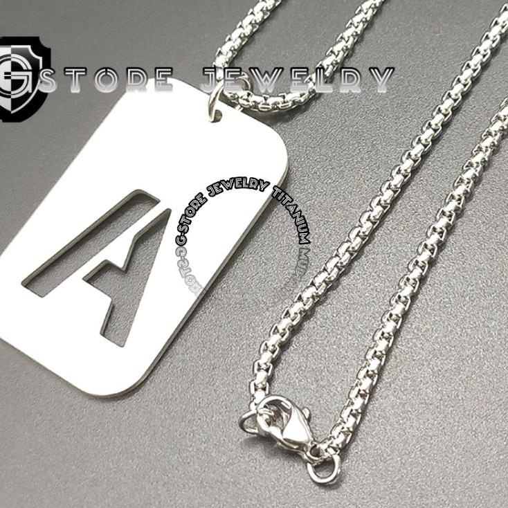 [DISCOUNT IFM52] kalung pria titanium anti karat asli original emas putih silver perak liontin army 