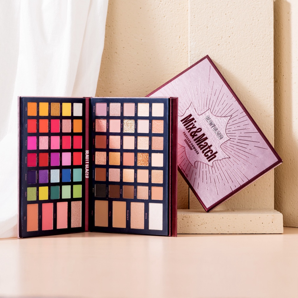 (READY &amp; ORI) Beauty Glazed Eyeshadow Mix And Match 68 Color Contour Blush Palette Matte Glitter