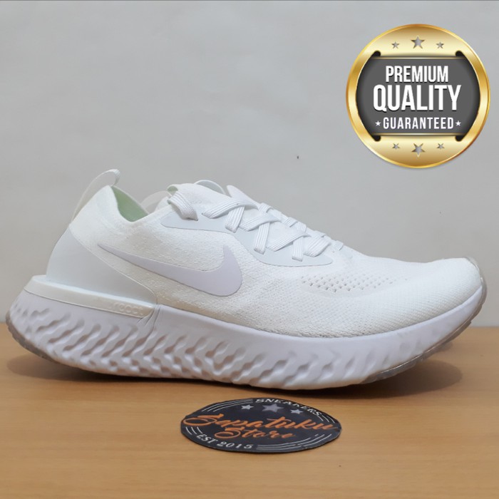  Sepatu Nike Epic React  Flyknit Full White Triple White 