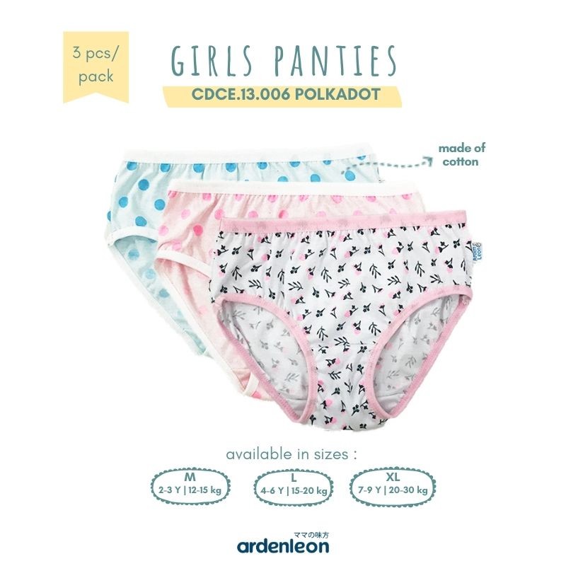 

ARDENLEON (3 pcs) Celana Dalam Anak Perempuan Polkadot CDCE.13.006