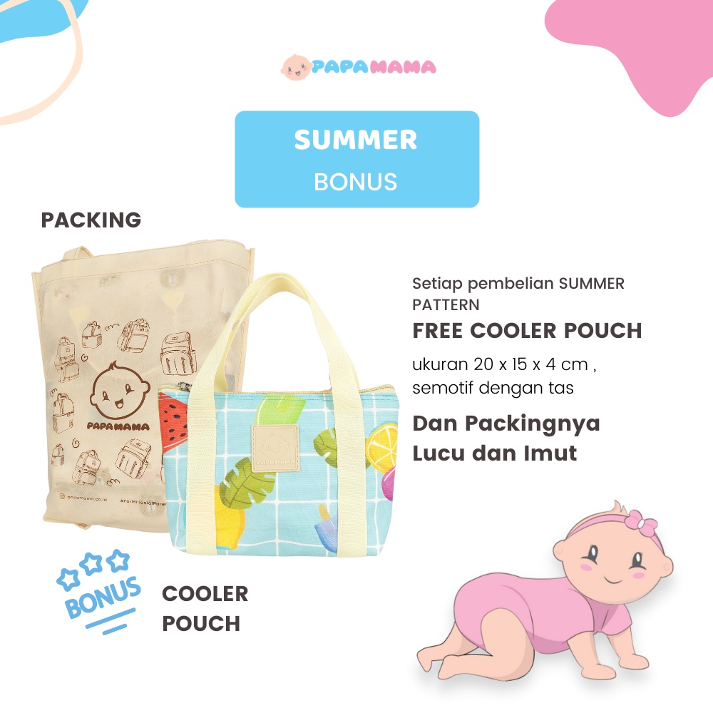 Papamama Pattern Diaper Bag  Summer Time - Water Repellent bag - 1032