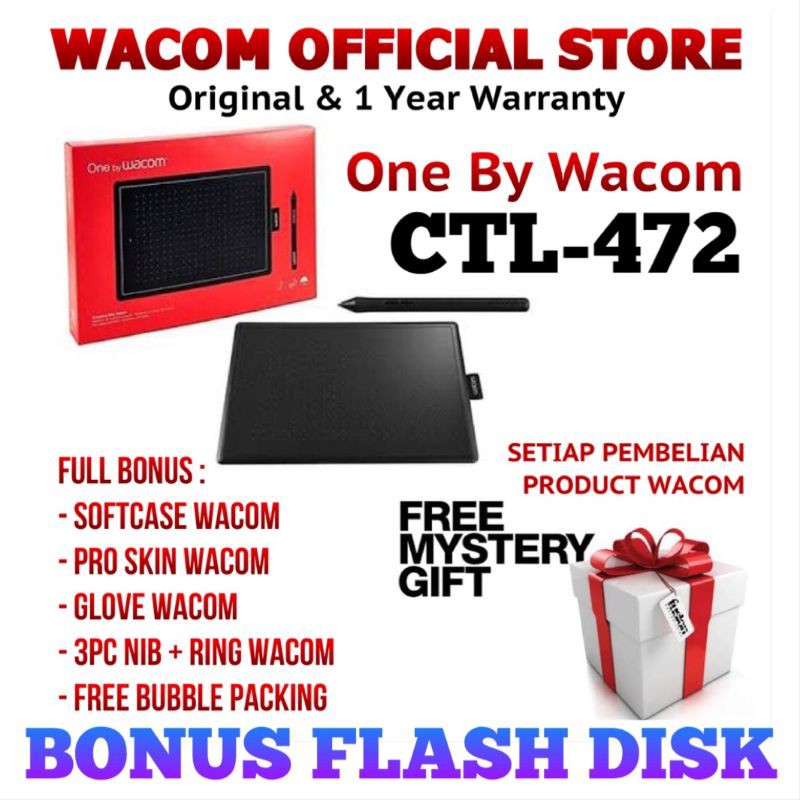 Wacom One CTL-472 Small Drawing Tablet [ WACOM OFFICIAL STORE SURABAYA ]