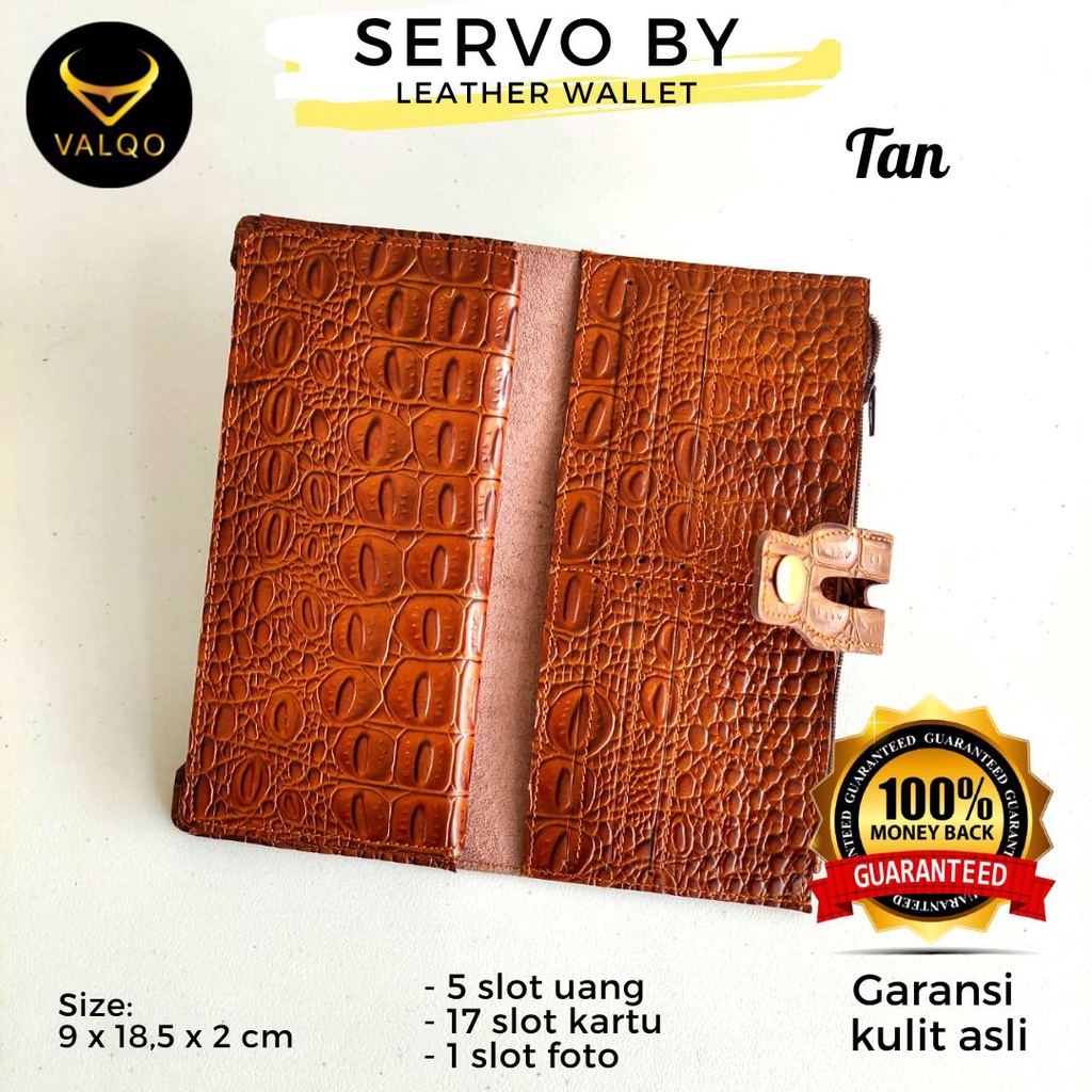 [VALQO] SERVO BY Dompet Kulit Sapi Motif Buaya untuk Pria Wanita