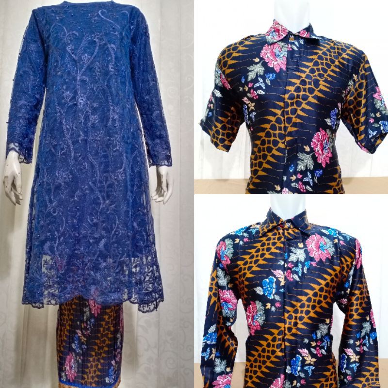 TUNIK TULLE &amp; KEMEJA BATIK COUPLE/KEBAYA COUPLE SERAGAMAN PESTA