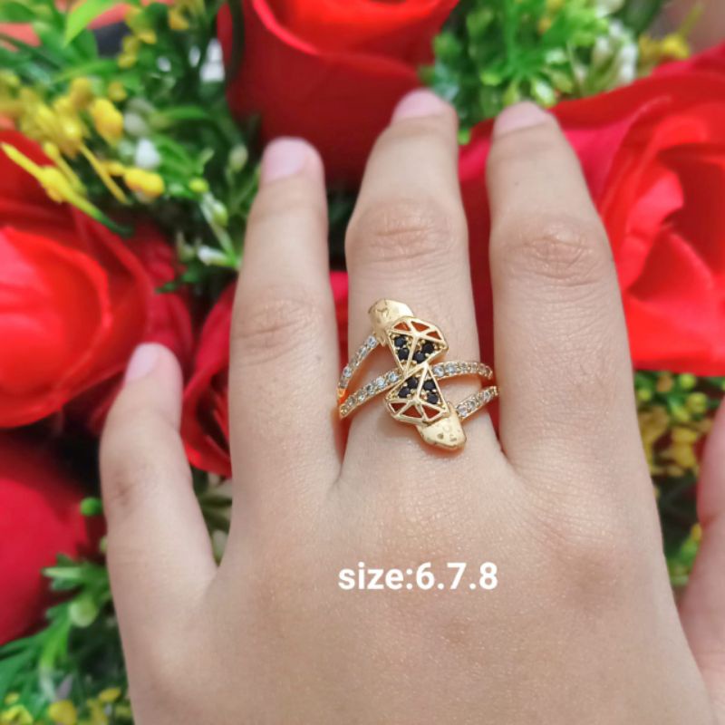 Cincin Dewasa Permata Kombinasi perhiasan wanita Gold (COD)