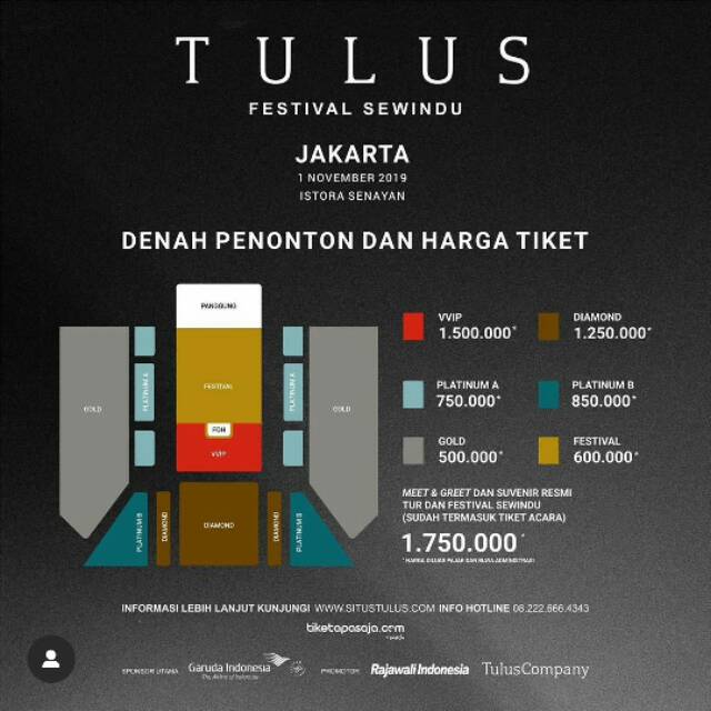 Tiket Gold Tulus Tur Sewindu Jakarta Shopee Indonesia