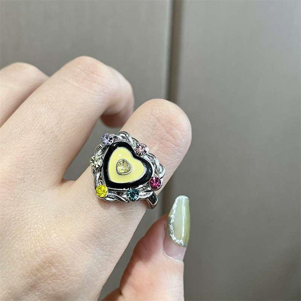 Mxbeauty Wanita Cincin Gadis Trendi Hadiah Niche Desain Berbentuk Hati Berlian Pembukaan Cincin Fashion Perhiasan