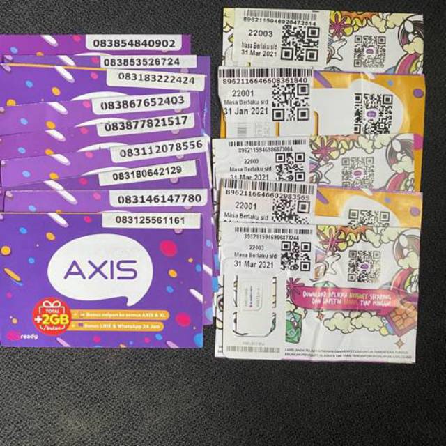 acak kartu perdana axis sudah registrasi siap otp (ex shoppee)