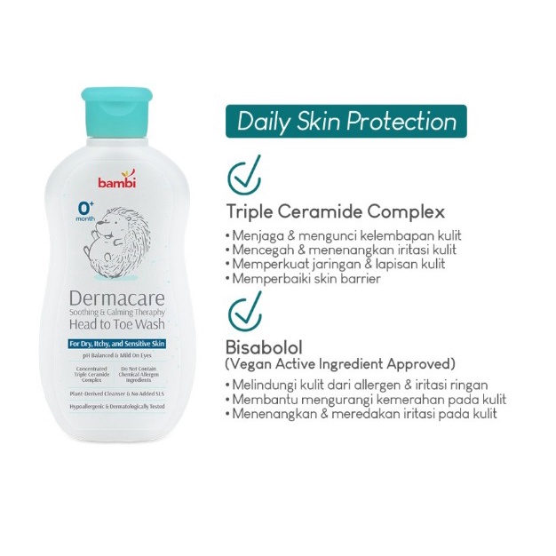 Bambi Baby Dermacare Soothing &amp; Calming Therapy Head To Toe Wash 200ml