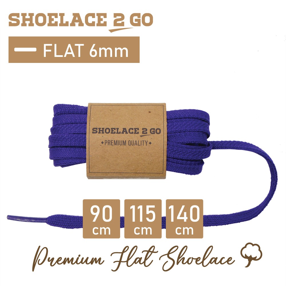 SHOELACE 2 GO PREMIUM TALI SEPATU GEPENG PIPIH FLAT - SF6 - L1 - PURPLE - 6MM