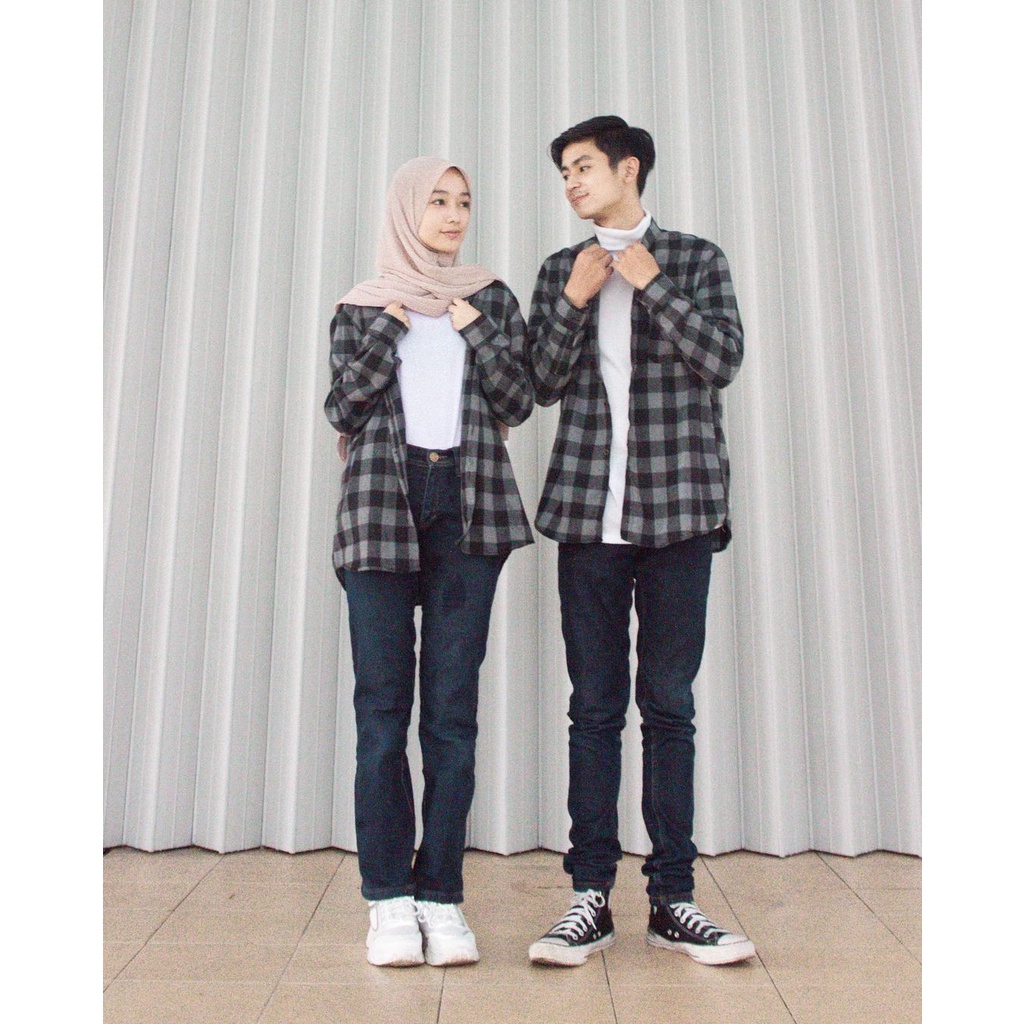 Kayoon Kemeja Couple Set - Baju Couple Kemeja Flanel Kotak Kotak - Outer Couple Pasangan OOTD