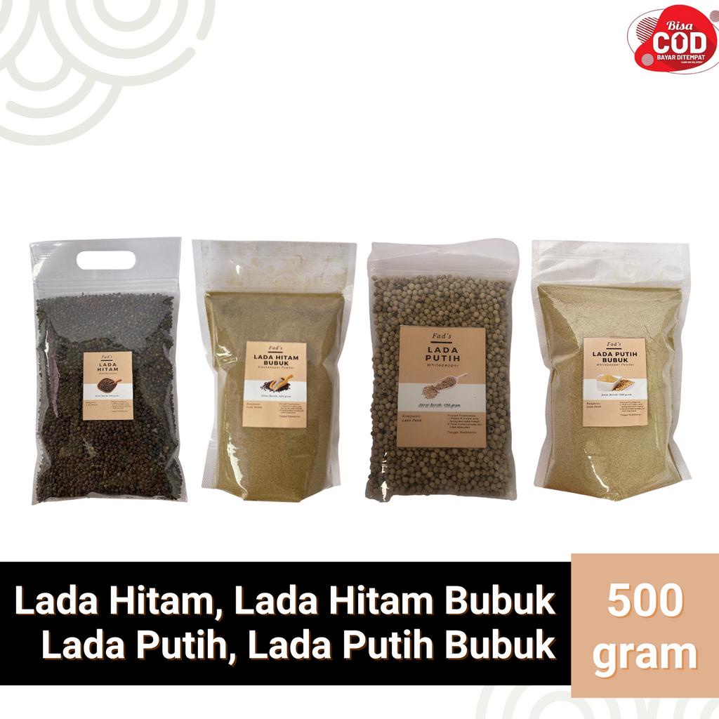 Fad's Bumbu Dapur Bubuk Lada Hitam Bubuk 500gr - Lada Putih Bubuk 500gr - Lada Hitam Biji 500gr - Lada Putih Biji 500gr