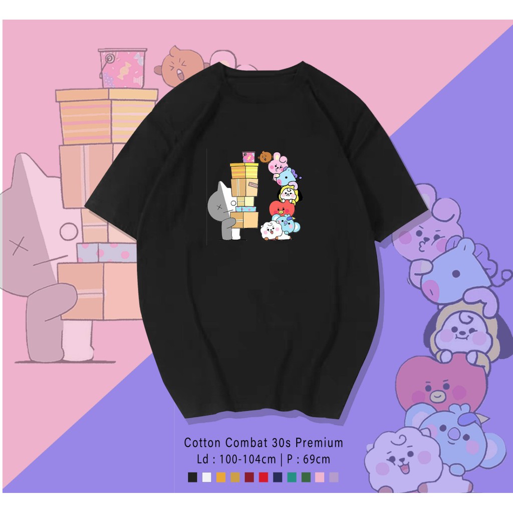 BT21 GIVE   / TERMURAH BAJU KAOS KATUN WANITA/ PRIA UNISEX LENGAN PENDEK / TUMBLR TEE