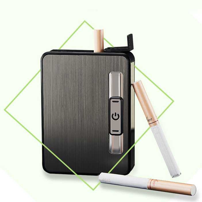 Focus Firetric Kotak Rokok Cigarette Box 10 Slot dengan Korek Gas-Hitam